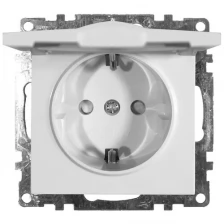 Розетка электрическая 1-местная с/з с крышкой (механизм), серия Катрин, GLS16-7112-01, белый, комплект 3 шт.